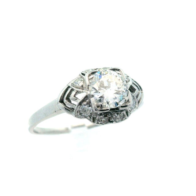 Art Deco 1920s Platinum Art Deco Diamond Engagement Ring, Size 6.25 For Sale - Image 3 of 11