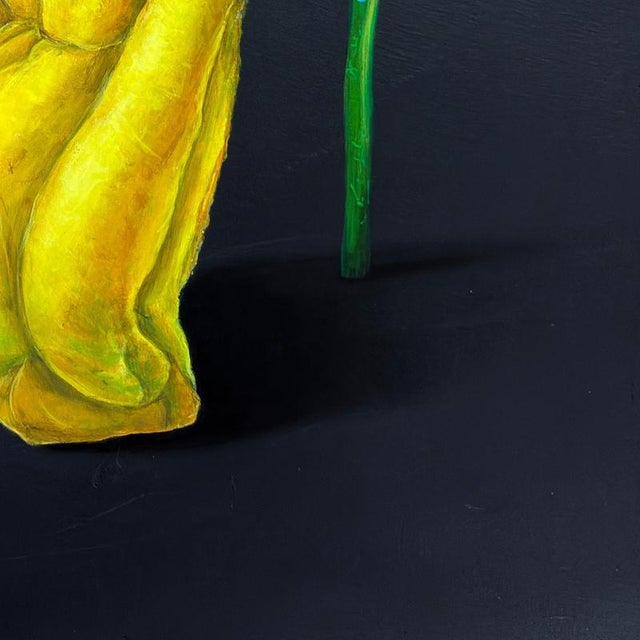 Early 21st Century Natasha Lelenco, Organic Hand Gesture with Citrus Form and Digital Symbolism, 2026, Acrylic on Panel For Sale - Image 5 of 10