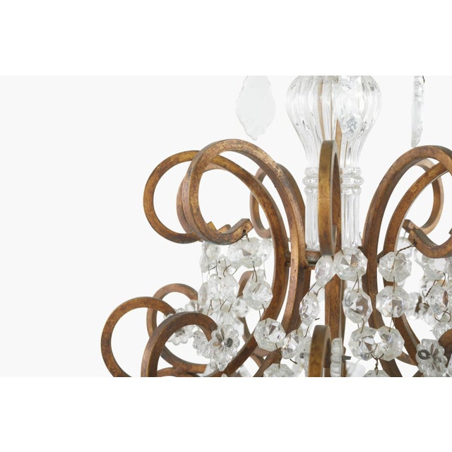 19th Century Ten-Light Crystal Chandelier in Gilt Brass Frame For Sale In New York - Image 6 of 12