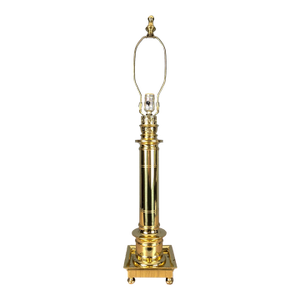 1990s Frederick Cooper Brass Faux Lantern Column Footed Table Lamp