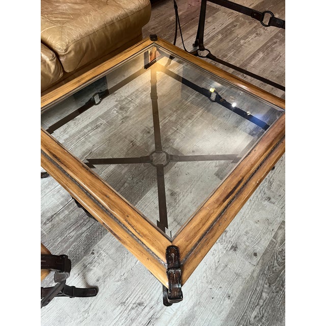 Jacques Adnet Jacques Adnet for Hermès-Style Equestrian Campaign Coffee Table For Sale - Image 4 of 7