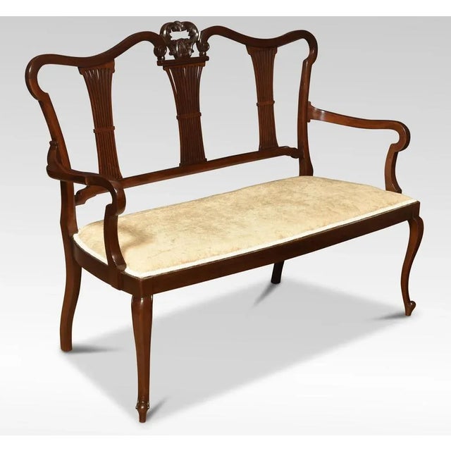 Brown Carved Mahogany Framed Settee, 1890s For Sale - Image 8 of 9