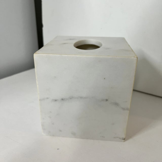Vintage White Marble Cube Tissue Box Cover For Sale - Image 4 of 5