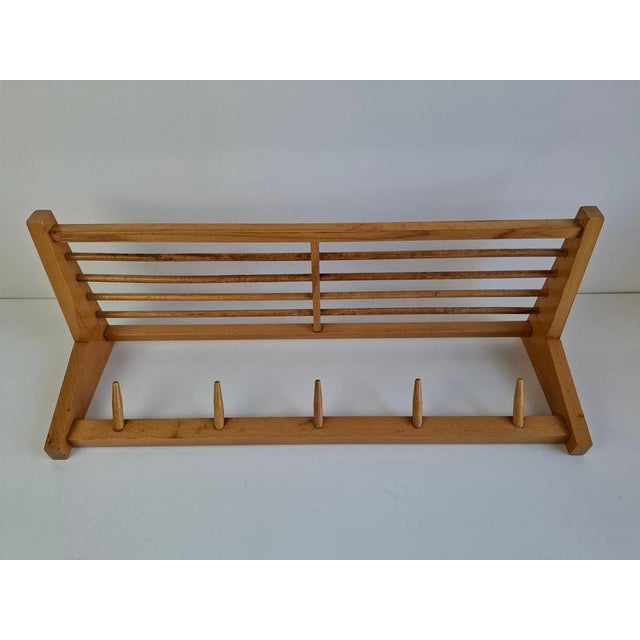 Mid-Century Czechoslovakian Wooden Wall Coat Rack with Shelf by ULUV, 1970 For Sale - Image 18 of 18