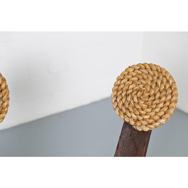 Brown Vintage Tripod Chairs by Frida Minet and Adrien Audoux, 1950s, Set of 4 For Sale - Image 8 of 18