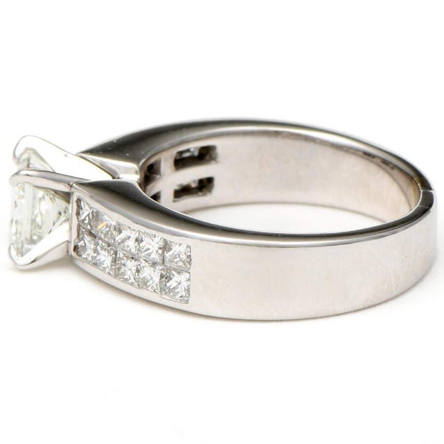 18KW Princess Cut Diamond (1.02) Engagement Ring, size 6.5 For Sale - Image 9 of 10
