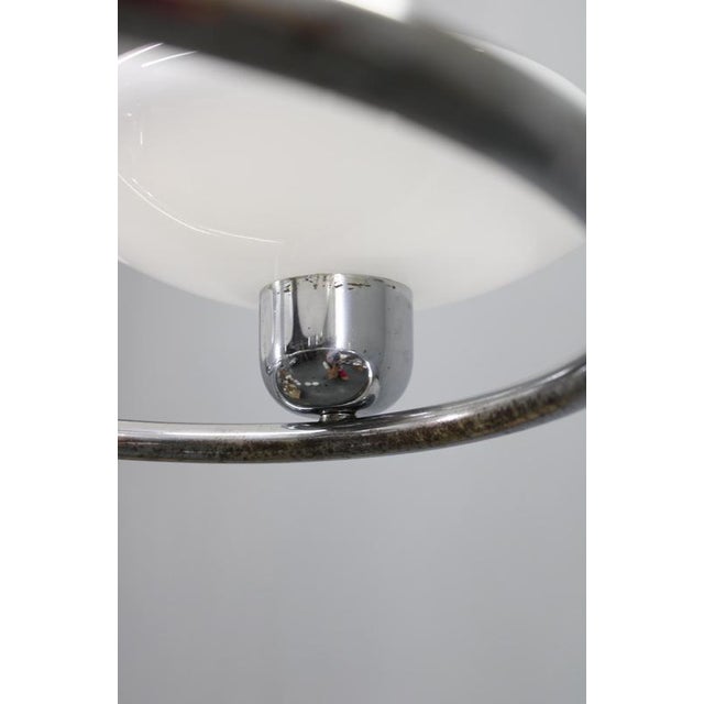 Mid-Century Chrome Chandelier with Milk-Glass Disc Shades, Former Czechoslovakia, 1950s For Sale - Image 9 of 16