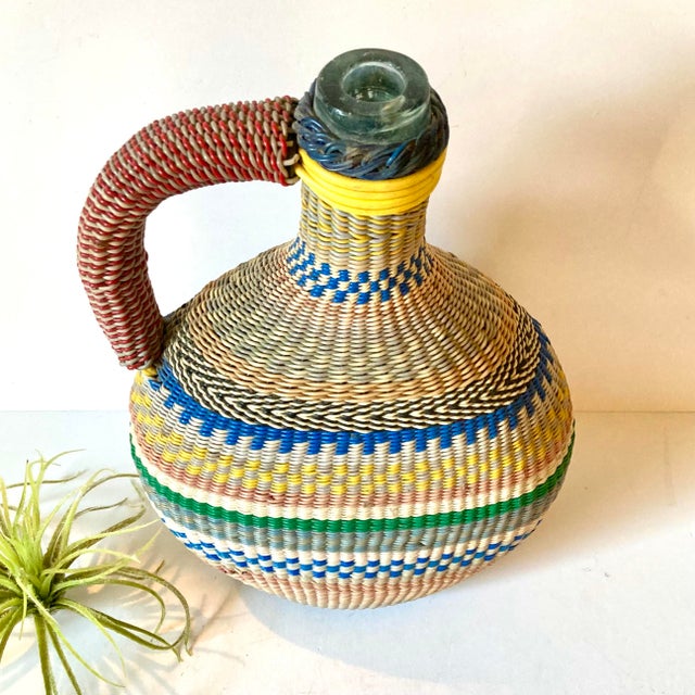 Folk Art Vintage Hungarian Wire Wrapped Bottle 1950s or 60s For Sale - Image 3 of 8