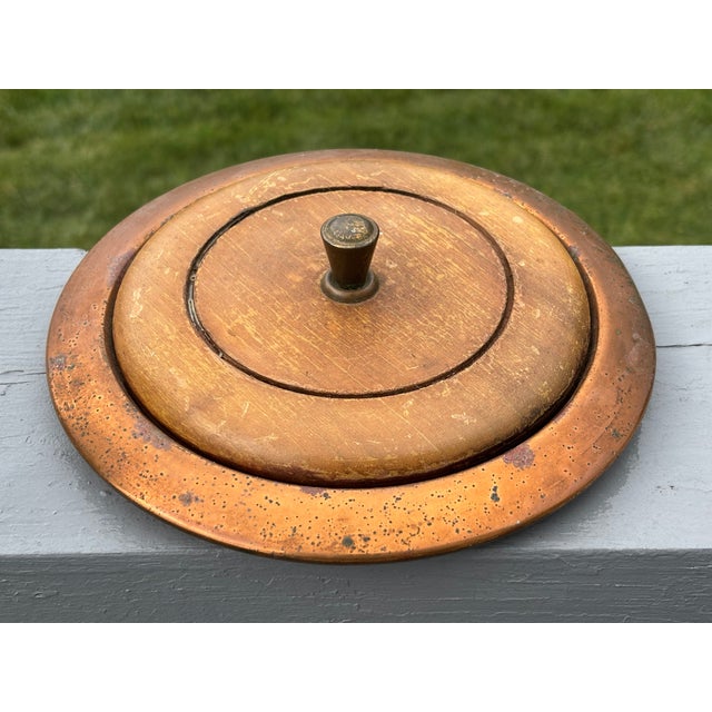 Copper Early 20th Century Copper Lined Ice Bucket W. Lid & Wooden Trims For Sale - Image 8 of 9