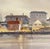 Coastal watercolor on paper of a town from the harbor. Signed Lafferty lower right. Found on the Eastern Shore of Virginia...