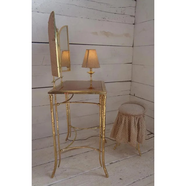 Dressing Table with Lamp and Seat in Faux Bamboo, 1950s, Set of 2 For Sale - Image 6 of 18