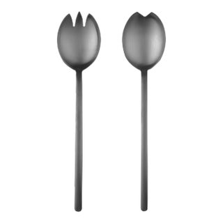 Mepra Due 2-Piece Salad Servers Set, Ice Oro Black For Sale