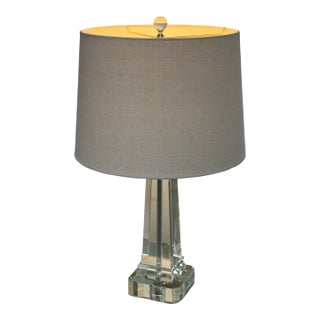 Glass Tapered Column Table Lamp For Sale