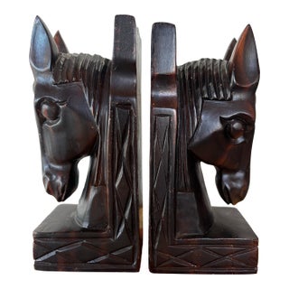 Wooden Horse Head Bookends For Sale
