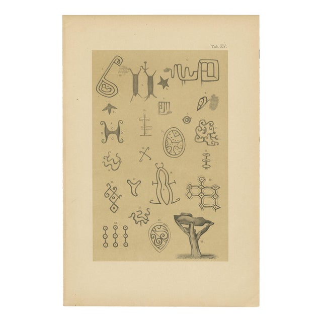 After Karl Martin, Aruba Petroglyph Symbols, Fontein Cave, Ethnographic Plate, 1888, Print For Sale