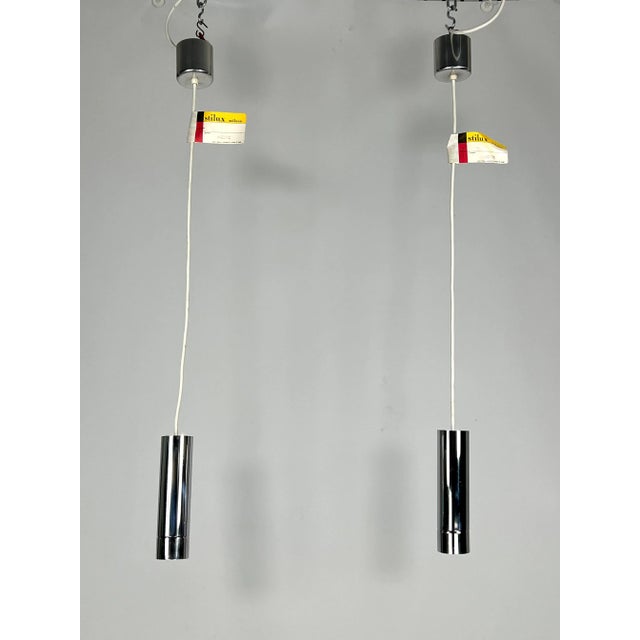 Chrome Pendant Lamps from Stilux Milano, 1970s, Set of 2 For Sale - Image 4 of 12