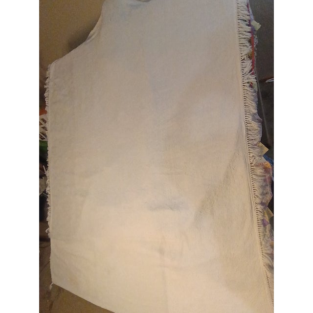 American Rare Antique Hand-Tufted Whitework Candlewick Bedspread (C. 1900) - Queen/King Size Heirloom W/ Deep Fringe For Sale - Image 3 of 14