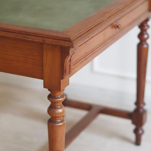 Small Antique Desk or Console Table with Green Leather Top, 1890s For Sale - Image 14 of 18