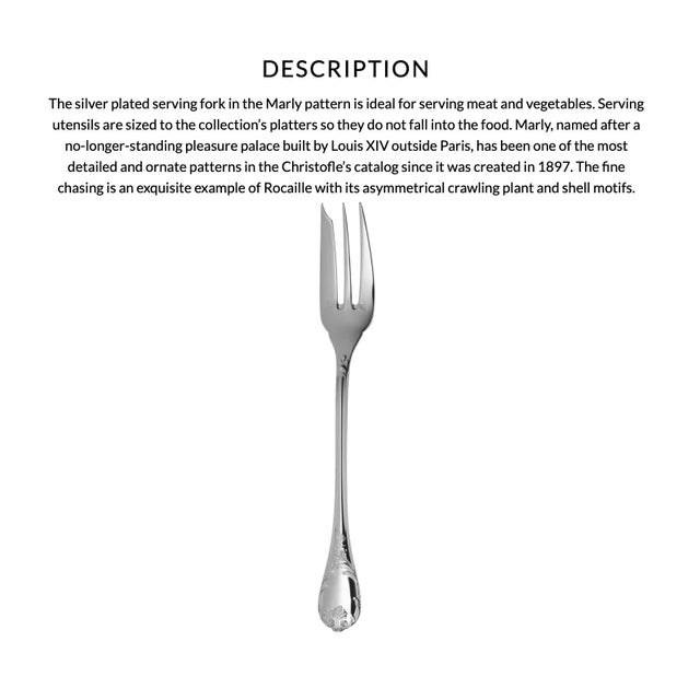 French Christofle Serving Fork Marly Silver Plate For Sale - Image 3 of 4