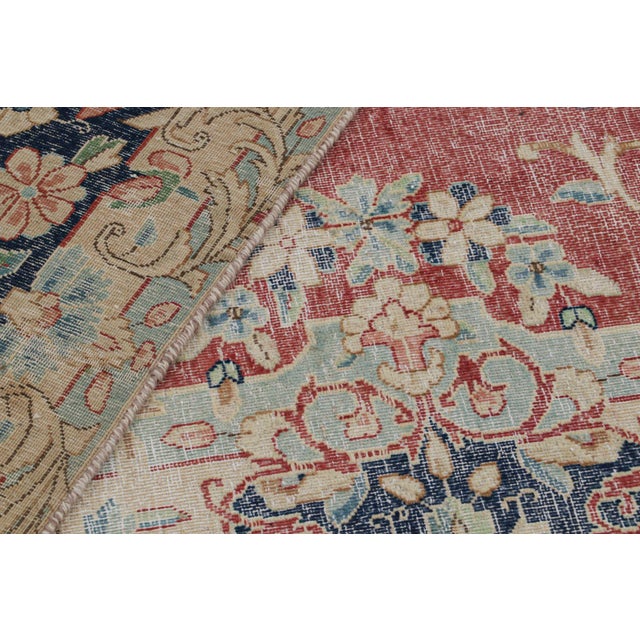 Textile Vintage Persian Kerman Rug in Red, Blue and Beige Floral Patterns by Rug & Kilim For Sale - Image 7 of 7