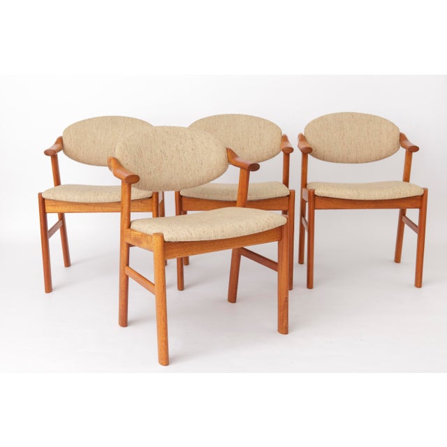 Danish Teak Dining Chairs with Beige Upholstery by Schou Andersen Møbelfabrik, 1970s, Set of 4 For Sale - Image 12 of 12