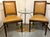 A Pair of Ralph Lauren French Louis XVI Painted Accent Chairs Mustard Yellow Leather with Nailhead Trim.