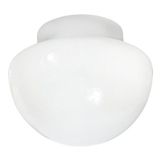 Mid-Century Reverse Dome Form Milk Glass Flush Mount Chandelier by Lightolier For Sale