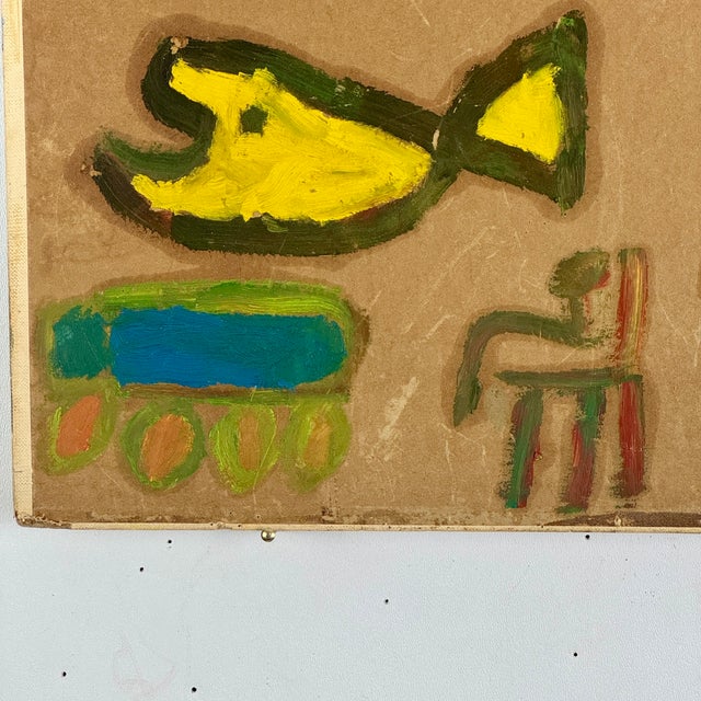 Folk Art Mid 20th Century Anonymous Folk Art Painting Found on Back of Traditional Italian Work For Sale - Image 3 of 11