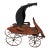 Antique English Goat Cart With Wooden Body, Metal Wheels & Black Canopy For Sale