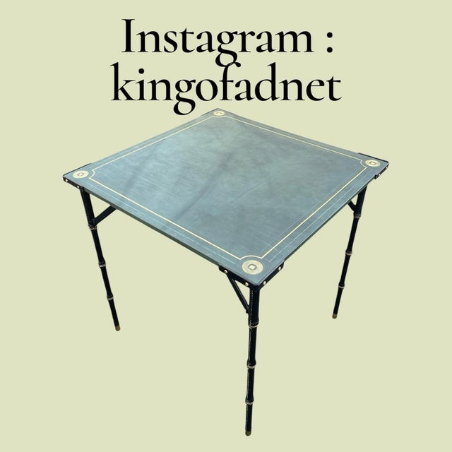 Black Stitched Leather Game Table from Jacques Adnet, 1950s For Sale - Image 8 of 11