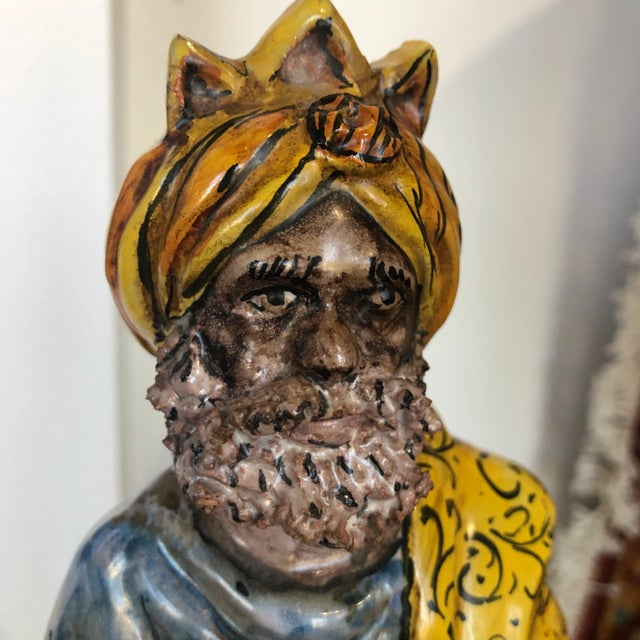 1990s Vintage Italian Hand Painted Ceramic Royal Figure - Holiday Decor For Sale - Image 5 of 12