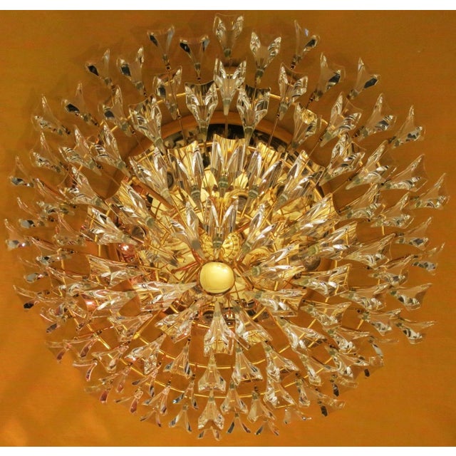 Italian Gilt Brass and Crystal Ceiling Lamp from Stilkronen, 1970s For Sale - Image 11 of 11