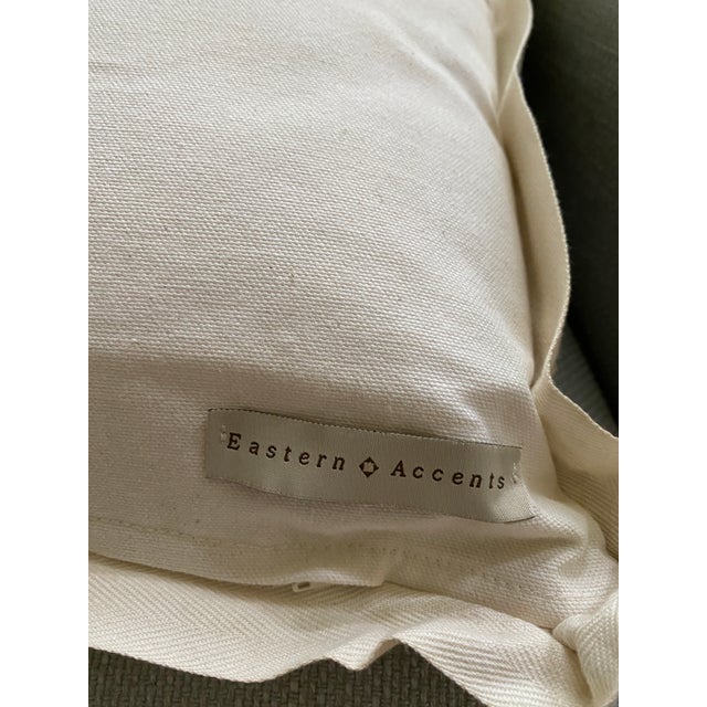 2020s Beige Crewel Pillow With Flat Ivory Flange For Sale - Image 5 of 5