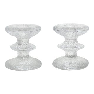 Pair of Iittala Festivo One Ring Glass Candle Holders Signed by Timo Sarpaneva Finland For Sale
