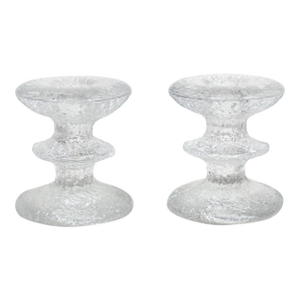 Pair of Iittala Festivo One Ring Glass Candle Holders Signed by Timo Sarpaneva Finland