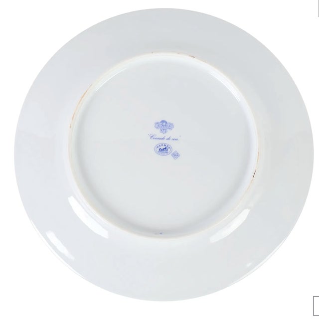 French Authentic Hermès Cocarde De Soie Porcelain Dinner Plate 1 of 16 Available For Sale - Image 3 of 4