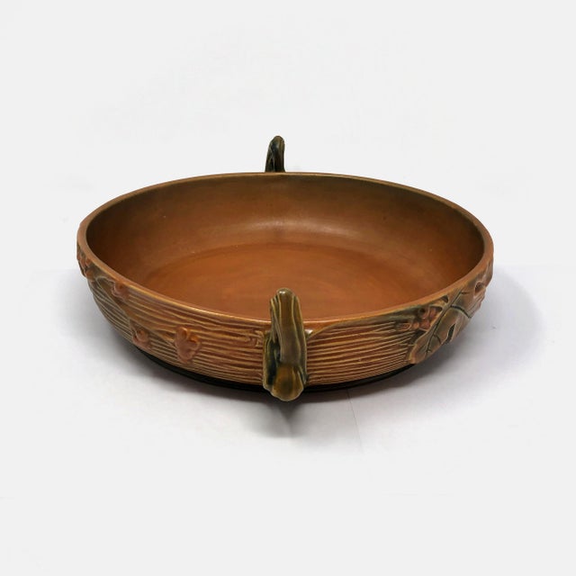 Mid 20th Century Roseville u.s.a. Pottery Bushberry Console Bowl 415-10 For Sale - Image 4 of 7