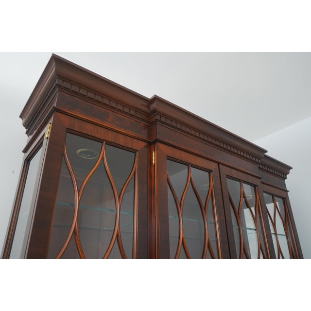 Baker Mahogany 2 Piece Breakfront China Display Cabinet For Sale - Image 15 of 18