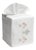 Aqua/Beige School of Fish Tissue Box Cover in White Linen & Cotton, Embroidered For Sale