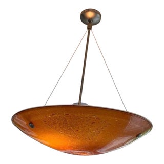 Meyda Lighting (From the Metro Fusion Collection)-Fused Amber Art Glass 30” Inverted Bowl Chandelier For Sale