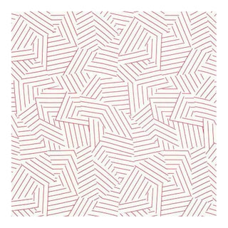 Schumacher Deconstructed Stripe Fabric in Red For Sale