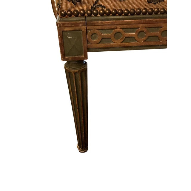 19th Century Louis XVI Music Bench With Gilt and Original Tapestry For Sale - Image 9 of 15