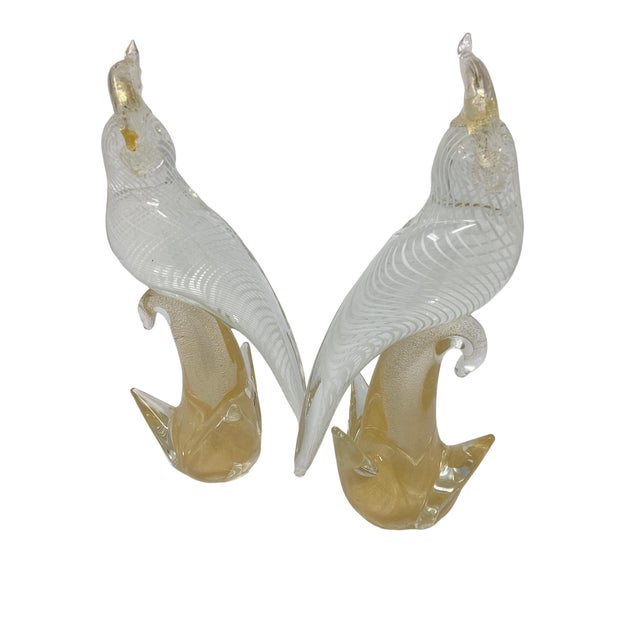 Archimede Seguso Pair of Vintage Murano Glass Birds For Sale - Image 4 of 8