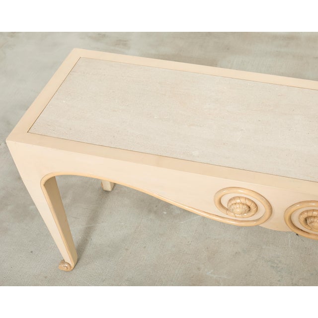Sally Sirkin J. Robert Scott Travertine Snail Console Table For Sale - Image 14 of 18