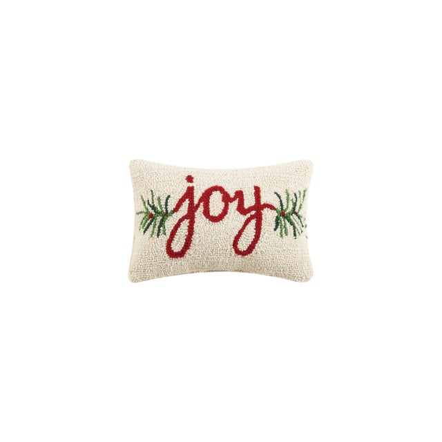 Traditional Joy Hook Pillow 8" x 12" For Sale - Image 3 of 3