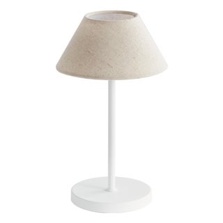 Alluna Cordless Led Lamp 10" - Ecru Linen Shade/White Base For Sale