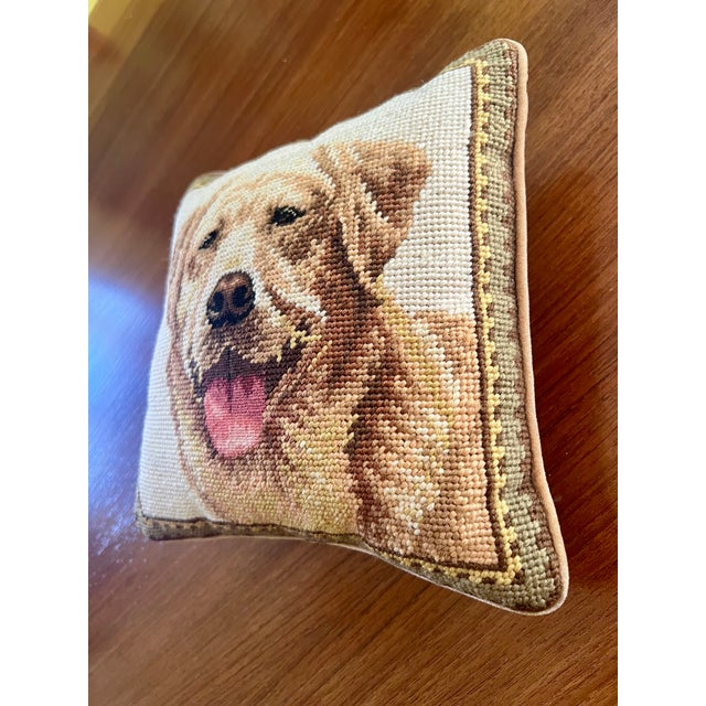 Vintage Golden Retriever Needlepoint Pillow For Sale In Los Angeles - Image 6 of 8