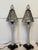 Art Deco Vintage Mid-Century-Spanish Revival Wrought Iron Glass Table Lamps - A Pair For Sale - Image 3 of 6