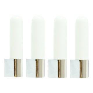 Vintage Opaline Glass and Chrome Wall Sconces from Limburg, Germany, 1970s-1980s, Set of 4 For Sale