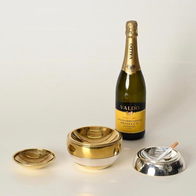 Egg Stackable Ashtray / Catchall in Brass and Chrome by Tommaso Barbi, Italy, 1970s For Sale - Image 3 of 14